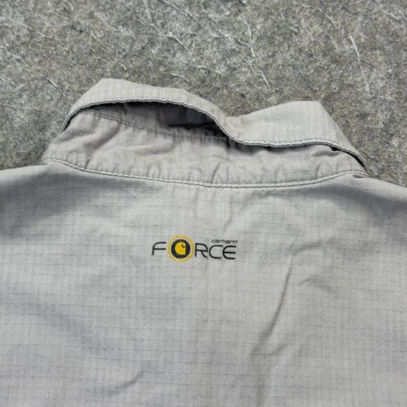 Carhartt Force Mandan Shirt Men M Gray Ripstop Nylon Cotton Long Sleeve Solid - Picture 8 of 16